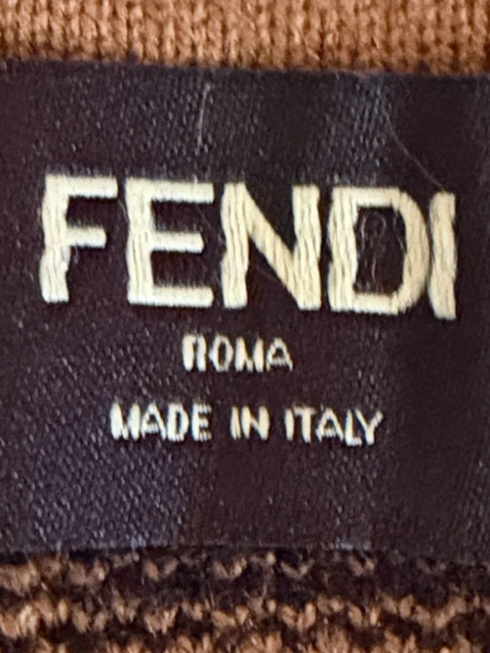 Authentic Fendi Brown & Black FF Logo Knit Dress with Striped Trim size small - Picture 4 of 7